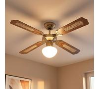 Ventilateur Plafonnier Ventilatorlampe Vor-Rücklauf 3-Stufen Tirette Verre