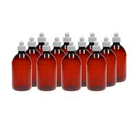 VENTON Lot de 12 bouteilles vides en plastique à remplir 500 ml I Bouteilles de remplissage transparentes en plastique avec couvercle push-pull I Récipient de voyage I Bouteilles de recharge I Flacons