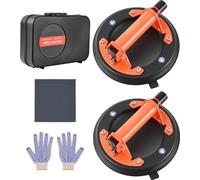 Ventouse à vide - Ventouse pour verre 203 mm, lot de 2 - capacité de charge 195 kg - poignée métallique - Avec sac de transport - Pour carrelage, verre, granit, fenêtres