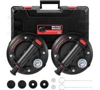 Ventouse à vide – Ventouse robuste de 20 cm – Lot de 2 – Avec manomètre – Capacité de charge de 280 kg – Pour carreaux, verre, granit – Noir