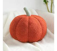 Ventouse Coussin Citrouille, Coussin Forme de Citrouille Crème Blanc, Coussin Décoratif d'automne, Coussin Esthétique pour Canapé en Velours Teddy, Halloween Décoration Maison(Orange 02,28cm)