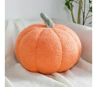 Ventouse Coussin Citrouille, Coussin Forme de Citrouille Crème Blanc, Coussin Décoratif d'automne, Coussin Esthétique pour Canapé en Velours Teddy, Halloween Décoration Maison(Orange 01,28cm)
