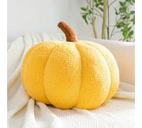Ventouse Coussin Citrouille, Coussin Forme de Citrouille Crème Blanc, Coussin Décoratif d'automne, Coussin Esthétique pour Canapé en Velours Teddy, Halloween Décoration Maison(Yellow,20cm)