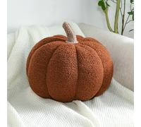 Ventouse Coussin Citrouille, Coussin Forme de Citrouille Crème Blanc, Coussin Décoratif d'automne, Coussin Esthétique pour Canapé en Velours Teddy, Halloween Décoration Maison(Brown,20cm)