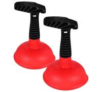 Ventouse d’évier en caoutchouc rouge lot de 2 avec poignée ergonomique | Déboucheur puissant et sûr, pour cuisine et salle de bain, usage maison et hôtel