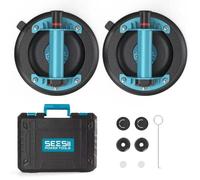 Ventouse de levage - Ventouse de 20 cm avec pompe manuelle - Capacité de charge de 200 kg - Pour carreaux, verre, granit, métal, fenêtres - Version pour charges lourdes - Coffret de 2 pièces, kit comp