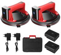 Ventouse électrique à vide – Appareil manuel pour le verre, le granit et les carreaux – Capacité de charge : 200 kg – Diamètre : 20 cm – Double couche de caoutchouc – 2 batteries – Rouge