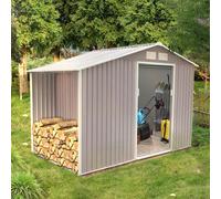 Ventoux abri de jardin avec abri bûches 6,53 m² en acier gris