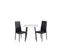 Venture Home Slim & Polar Table à Manger avec Chaises, Blanc/Noir, 75 x 75 cm 75 cm