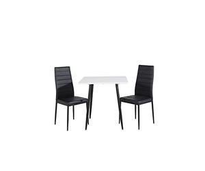 Venture Home Slim & Polar Table à Manger avec Chaises, Blanc/Noir, 75 x 75 cm 75 cm