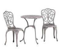 Nandin set de jardin table, 2 chaises couleur argent.