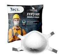 VENTUX SAFETY EQUIPMENT Masque FFP3 NR Coque - Lot de 3 pièces - Protection Respiratoire Professionnelle - Clip Nasal Aluminium - Certifié CE