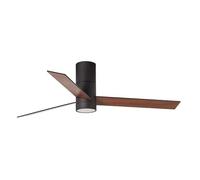 Ventyly/HYBRIDE/Ventilateur de plafond noir avec lumière et pales réversibles en noyer noir Ø120 cm/Ultra Silencieux, basse consommation, 6 Vitesses, Contrôle, Été-Hiver, minuterie, LED réglable