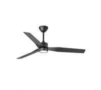 ventyly / ORIGINAL/Ventilateur de plafond noir avec lumière et pales réversibles en noyer noir Ø120 cm/Ultra Silencieux, basse consommation, 6 Vitesses, Contrôle, Été-Hiver, minuterie, LED