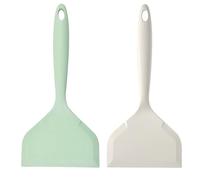 VEOIRXU 2 Pièces Spatule Pour Poêlon Spatule à Pâte Flexible Spatule en Silicone Coupe-Pâte Spatule de Cuisine Ideal pour Fromage Pizza Pain et Pâte pour Cuisine Restaurant et Maison (Blanc+Vert)