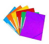 VEOIRXU 6 Pièces Porte-Documents A4 Fermeture Élastique Fermeture par Bande Élastique Chemise à Coins en Plastique Robuste et Durable Porte-Documents A4 pour Bureau et l'École (3 Couleurs)