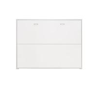 Vep Home Lit Escamotable Horizontal 135x190 cm - Idéal pour Les Petites Chambres avec Sommier et Système Anti-basculement - 203x151x36 cm - Couleur Blanche - Design Compact et Sûr