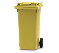 Vepa Bins Conteneur poubelle mobile 2 roues - 120 litres prise frontale - Jaune