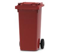 Vepa Bins Conteneur poubelle mobile 2 roues - 120 litres prise frontale - Rouge