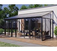 Véranda en aluminium et polycarbonate avec protection UV - 16 m² - anthracite - MATHILDA