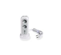 Verbatim 49547 Multiprise 11 Prises CA, 2 USB-A, 2 USB-C, 230V, 3600W, 16A, Protection Surcharge, Polycarbonate, CE/RoHS, 110x110x225mm