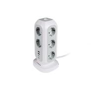 Verbatim Multiprise tour EUPT-01 11 prises AC, 2×USB-C, 2×USB-A, protection surintensité, Blanc