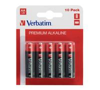 Verbatim Piles alcalines AA LR6 Mignon 1,5 V Cylindriques 10 pièces Noir/Rouge