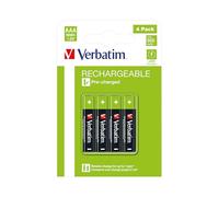 VERBATIM Premium Lot de 4 Piles Rechargeables AAA - 1.2V 950mAh - Piles NiMH HR03 Rechargeables - Faible Auto-décharge - Pile Mignon pré-chargée pour télécommandes Jouets Camera et Autres