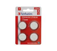 VERBATIM Premium Piles Boutons au Lithium CR2450 Lot de 4 3V 580 mAh - Piles au Lithium pour Horloge, clé de Voiture, télécommande, Appareil Photo, Jouets et Autres - Pile Bouton au Lithium