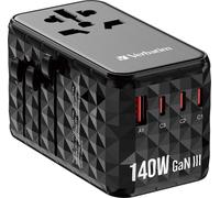 Verbatim Travel Adapter Eu/Uk/Us Ganusb-A/3Xusb-C Pd 140W Uta-10 Black/Black 32125