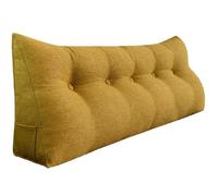 VERCART Coussin de Lecture Cale Dos, Coussin à Coins, Coussin Incliné, Grands coussins de Lit Lin Jaune 160cm