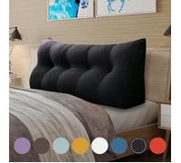 VERCART Coussin de Lecture Cale Dos, Coussin à Coins, Coussin Incliné Lin Noir 120CM