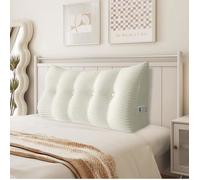 VERCART Coussin de Lecture Cale Dos, Coussin à Coins, Coussin Incliné velours côtelé Blanc 120CM