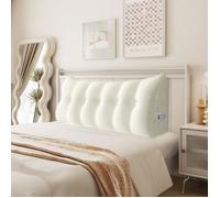 VERCART Coussin de Lecture Cale Dos, Coussin à Coins, Coussin Incliné velours côtelé Blanc 160CM