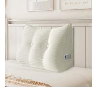 VERCART Coussin de Lecture Cale Dos, Coussin à Coins, Coussin Incliné velours côtelé Blanc 80CM