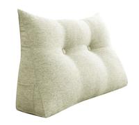 VERCART Coussin de Lecture Cale Dos, Coussin à Coins, Grands coussins de Lit Lin Blanc Ivoire 60CM