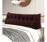 VERCART Coussin de Lecture Cale Dos, Coussin à Coins, Grands coussins de Lit Velours 200cm Bordeaux foncé