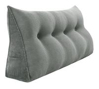 VERCART Coussin de Lecture Cale Dos, Coussin à Coins, Grands coussins de Lit Velours Côtelé Gris 120cm