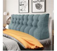 VERCART Coussin de Lecture Cale Dos, Coussin Incurvé de Grande Taille, Coussin Incliné, Grands coussins de Lit Lin Gris 200CM