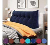 VERCART Coussin de Lecture Compensé, Triangulaire Coussin à Coins, Gros Coussin Canapé, Traversin Tête de lit Support Arrière, Oreiller Cervical Dossier de Soutien Lombaire, Velours Côtelé Bleu 160cm