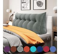 VERCART Coussin de Lecture Compensé, Triangulaire Coussin à Coins, Gros Coussin Canapé, Traversin Tête de lit Support Arrière, Oreiller Cervical Dossier de Soutien Lombaire, Velours Côtelé Gris 160cm