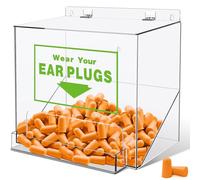 Vercraft Distributeur de bouchons d'oreille compact de 30,5 x 33 x 20,3 cm avec couvercle et poche avant - Petit support en acrylique transparent pour table murale - Protection industrielle, usine