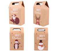 VERDANVERSE 24 Pièces Paquet en Papier Kraft de Noël Sachet Papier Kraft de Bonbons de Noël Fond Renforcé pour Chocolats et Snacks