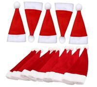 VERDANVERSE 25pièces Set De Mini Bonnets De Noël Décoratifs Porte-Couverts Chapeaux Père Noël Ornement pour Bouteilles De Vin Et Table De Fête