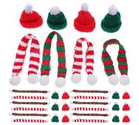 VERDANVERSE 48 Pièces Mini Christmas Wine Bottle Hats and Tiny Knitted Scarves Set DIY Soft Wool Mini Doll Scarf Ornaments for Festive Decoration and Craft Art