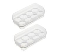 VERDANVERSE Boîte à Œufs 8 Compartiments Séparés pour Réfrigérateur 2 Pièces en Pp Blanc Organise et Économise L'espace Cuisine