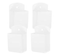 VERDANVERSE Support Mural pour Télécommande en Plastique Blanc, Boîte de Rangement Pratique 4pcs pour Télécommande TV et Climatisation, Design Simple Ambiance Estivale