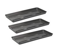 VERDENIA Draco Soucoupe de Pot de Fleurs, pour Plantes et Herbes, pour l'extérieur, en Plastique, léger et Stable, rectangulaire, 36 x 14 x 2 cm, Graphite (Lot de 3)