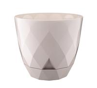 VERDENIA Lot de 2 Pots de Fleurs Ronds Karo - Légers - pour l'intérieur et l'extérieur - Design Moderne - en Plastique de qualité supérieure - 27,5 x 27,5 x 24 cm - Beige