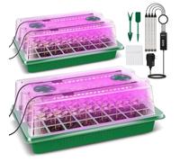 Verdenu Seed Starter Tray with Grow Light, 2 Pack 80 Cells Seed Starter Kit with Humidity Dome, Adjustable Brightness Seed Tray with Smart Timer, 3 Modes, 4 Timing, Germination Kit for Indoor